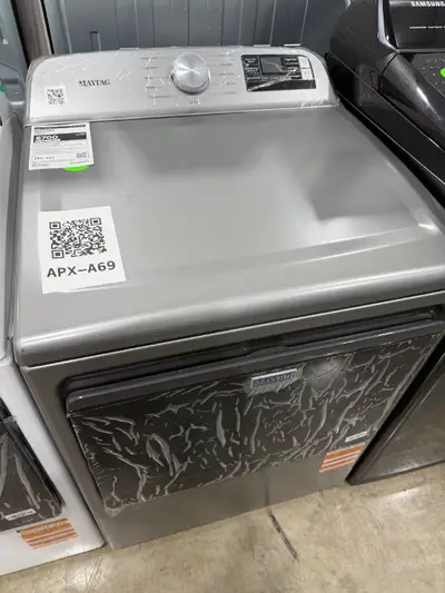 APX-A69 — Maytag MED6205RR0 Electric Dryer, Classic Silver, front — Columbia